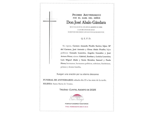 ANIV. JOSE ABALO GANDARA 23/08/2025