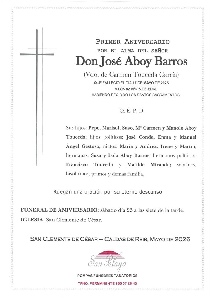 ANIV:  JOSE ABOY BARROS  23/05/2026