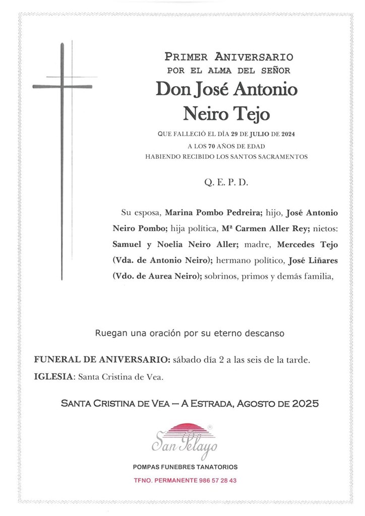 ANIV. JOSE ANTONIO NEIRO TEJO 2/08/2025