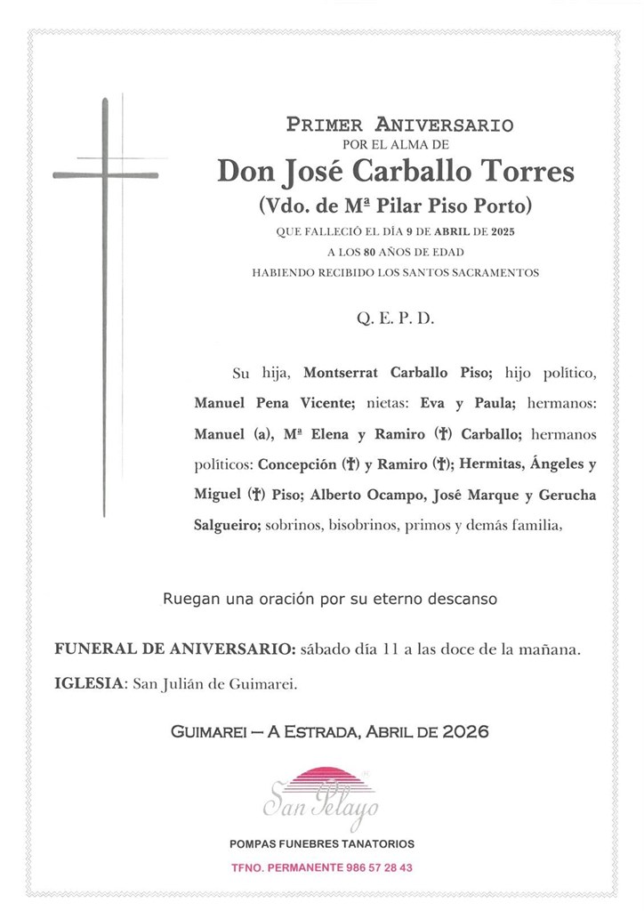 ANIV. JOSE CARBALLO TORRES 11/04/2026