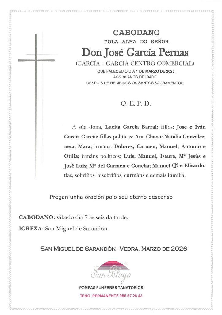 ANIV. JOSE GARCIA PERNAS 7/03/2026