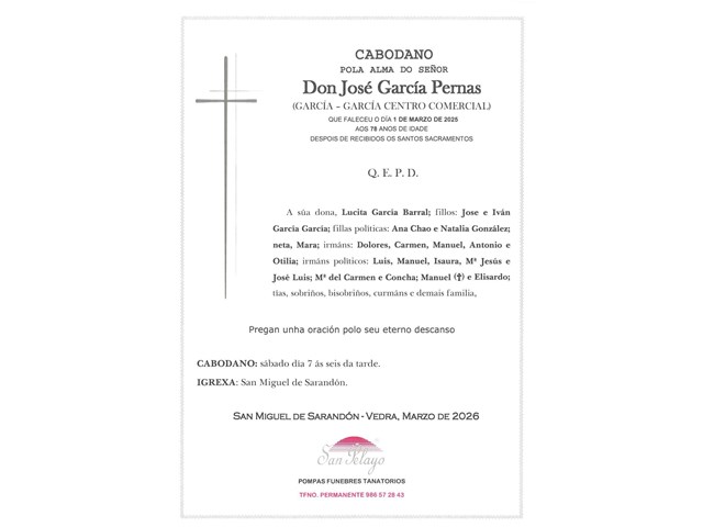 ANIV. JOSE GARCIA PERNAS 7/03/2026