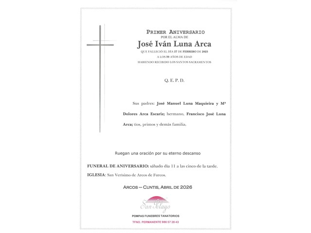 ANIV. JOSÉ IVÁN LUNA ARCA 11/04/2026