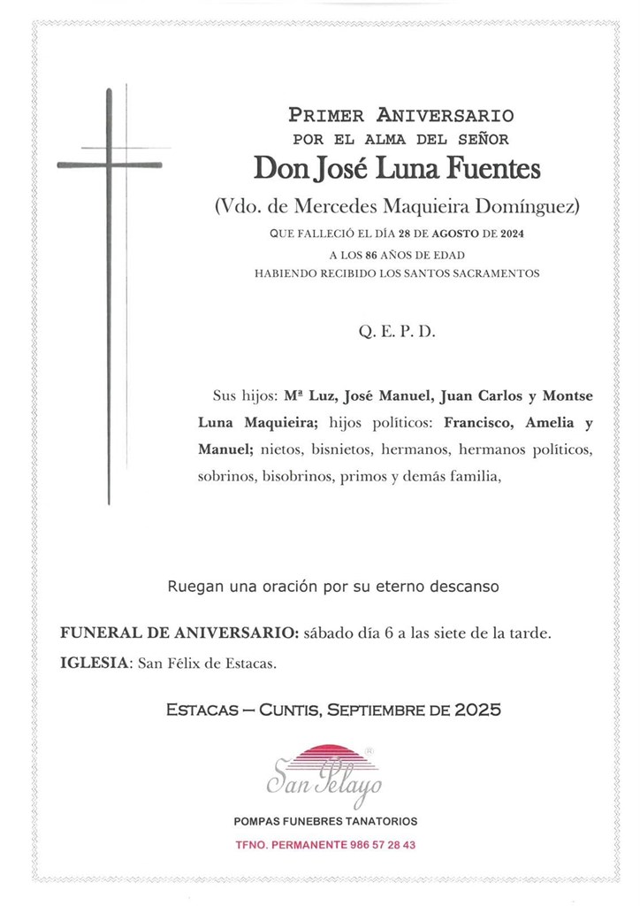 ANIV: JOSÉ LUNA FUENTES 06/09/2025