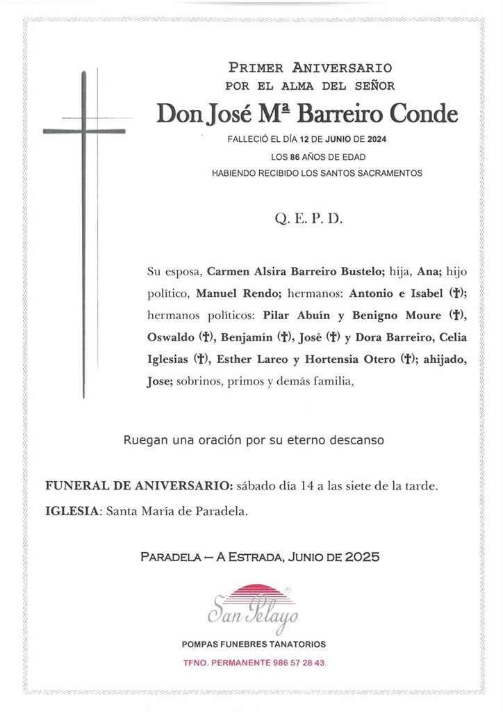 ANIV. JOSE Mª BARREIRO CONDE 14/06/2025