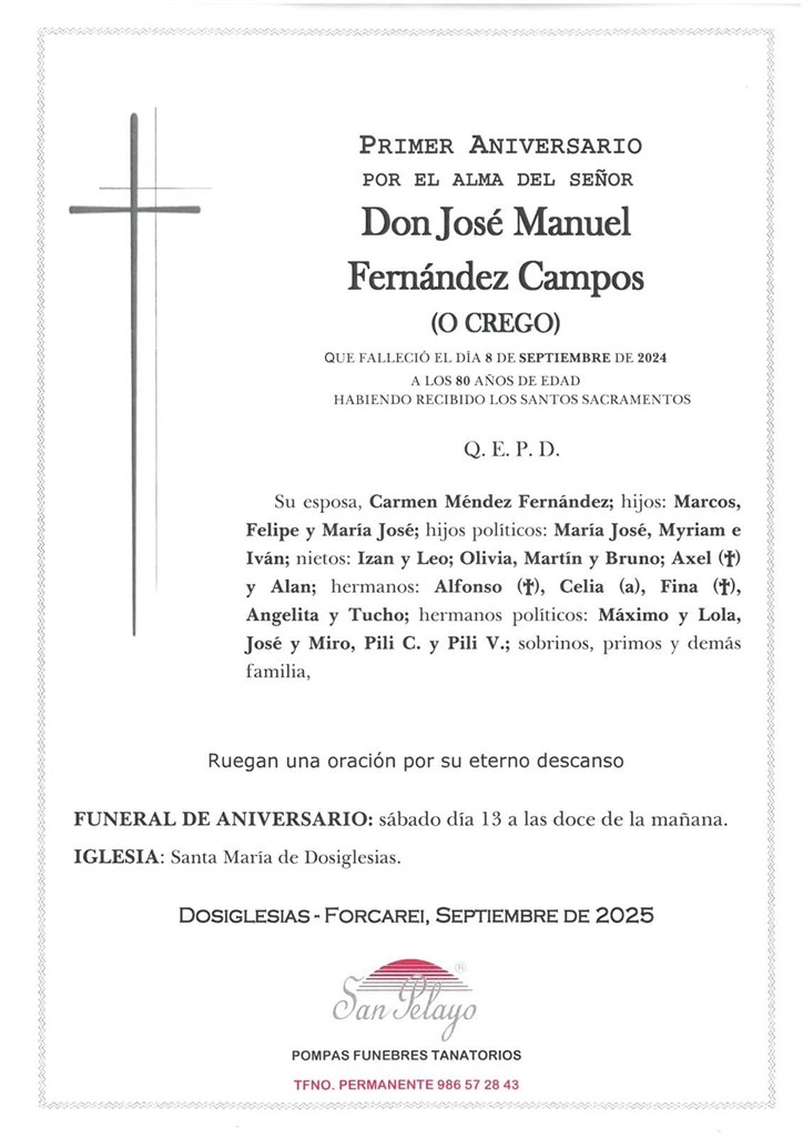 ANIV: JOSÉ MANUEL FERNÁNDEZ CAMPOS 13/09/2025