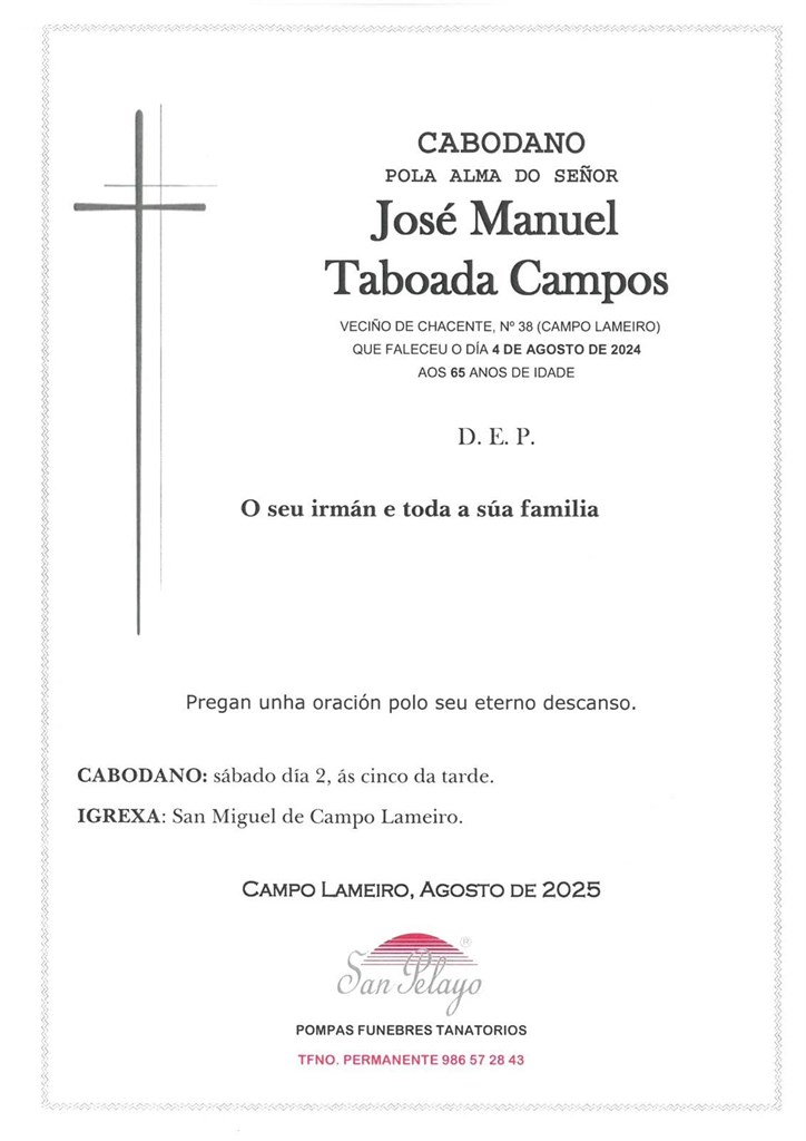 ANIV. JOSE MANUEL TABOADA CAMPOS 2/08/2025