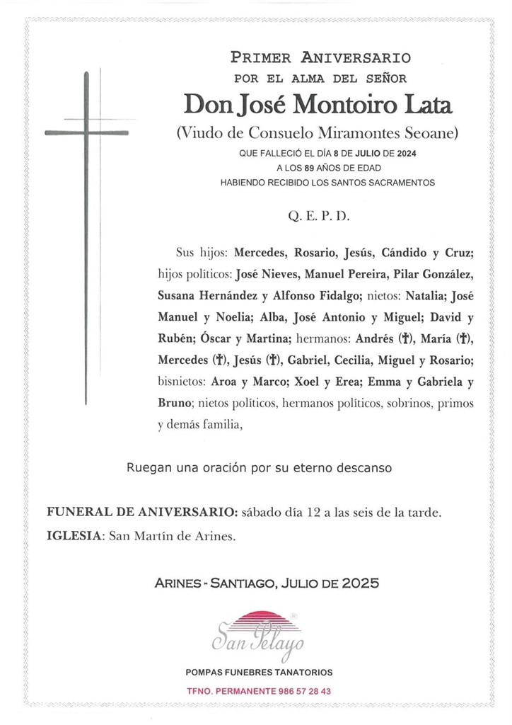 ANIV: JOSE MONTOIRO LATA 12/07/2025
