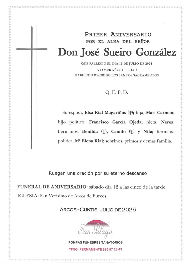 ANIV: JOSÉ SUEIRO GONZÁLEZ 12/07/2025