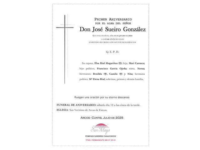 ANIV: JOSÉ SUEIRO GONZÁLEZ 12/07/2025