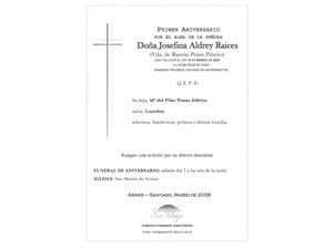 ANIV. JOSEFINA ALDREY RAICES 7/03/2026