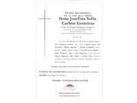 ANIV: JOSEFINA SOFIA CARBON GESTEIRAS   23/05/2026