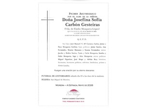 ANIV: JOSEFINA SOFIA CARBON GESTEIRAS   23/05/2026