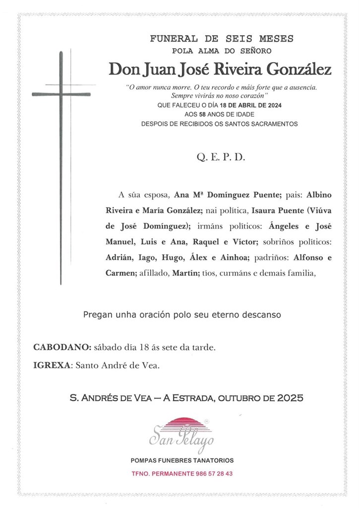 ANIV. JUAN JOSE RIVEIRA GONZALEZ 18/10/2025
