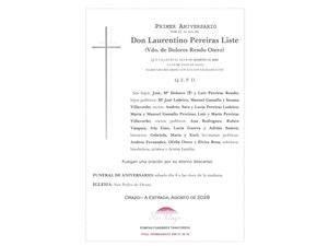 ANIV: LAURENTINO PEREIRAS LISTE 08/08/2026