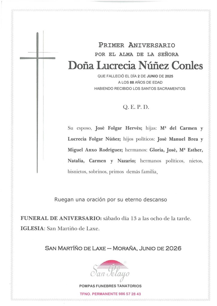 ANIV: LUCRECIA NÚÑEZ CONLES 13/06/2026