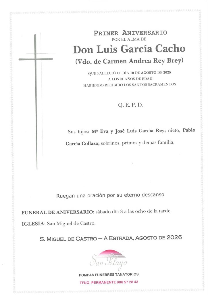 ANIV: LUIS GARCÍA CACHO 08/08/2026