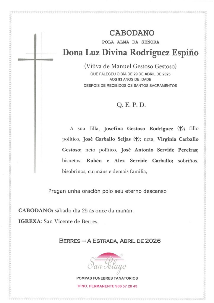 ANIV. LUZ DIVINA RODRÍGUEZ ESPIÑO 25/04/2026