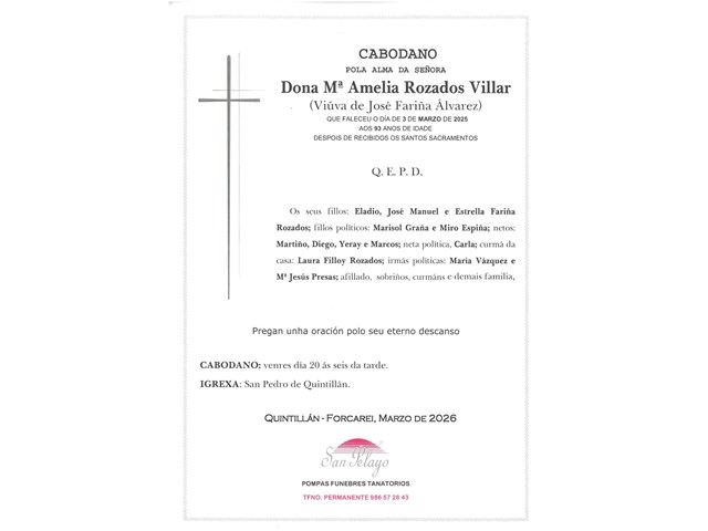 ANIV. Mª AMELIA ROZADOS VILLAR    20/03/2026