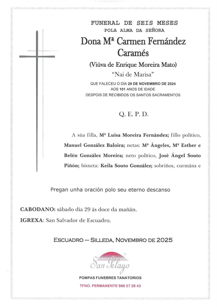 ANIV. Mª CARMEN FERNANDEZ CARAMES 29/11/2025