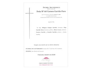 ANIV: Mª DEL CARMEN GARRIDO OURO 07/08/2026