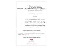 ANIV. Mª DEL CARMEN GOMEZ GOMEZ 20/12/2025