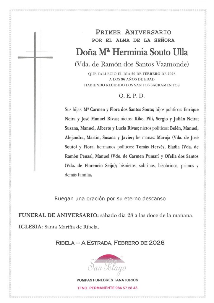 ANIV. Mª HERMINIA SOUTO ULLA 28/2/2026