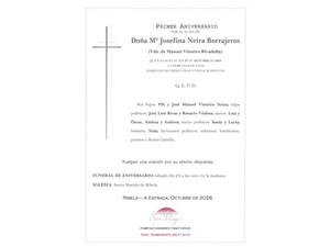 ANIV: Mª JOSEFINA NEIRA BORRAJEROS 24/10/2026