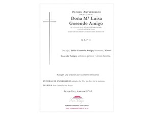 ANIV. Mª LUISA GOSENDE AMIGO 20/06/2026