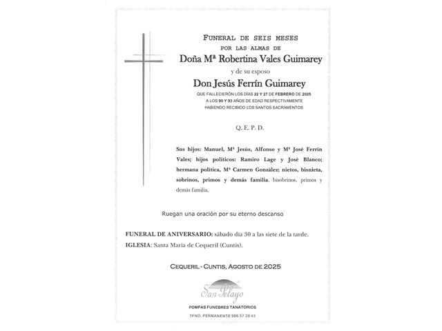 ANIV. Mª ROBERTINA VALES Y JESUS FERRIN 30/08/2025