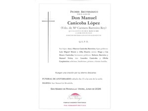 ANIV: MANUEL CANICOBA LÓPEZ 13/06/2026