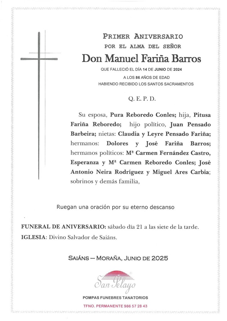ANIV. MANUEL FARIÑA BARROS 21/06/2025