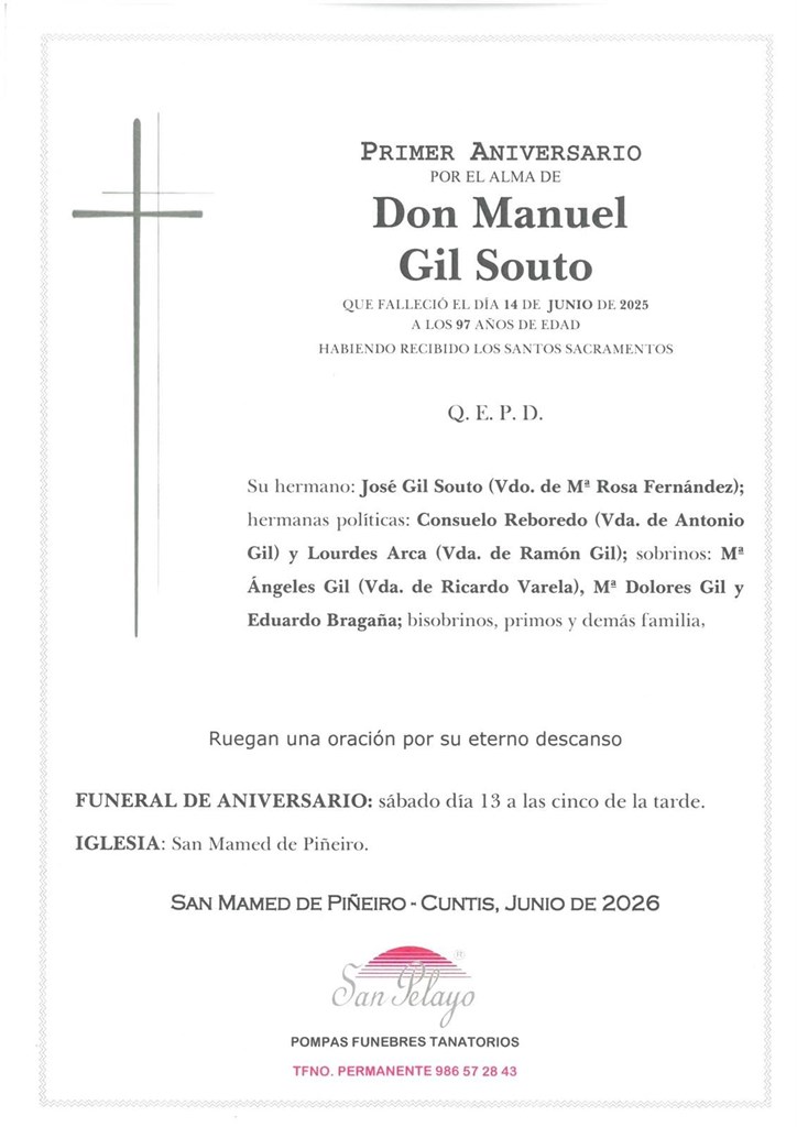 ANIV: MANUEL GIL SOUTO 13/06/2026