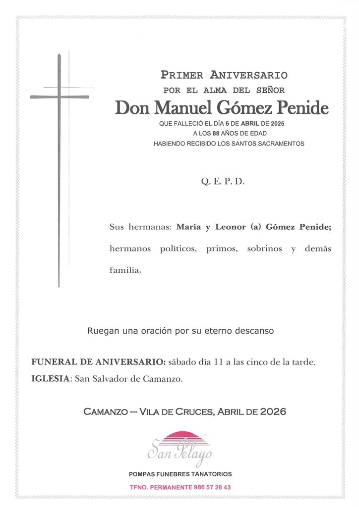 ANIV. MANUEL GOMEZ PENIDE 11/04/2026