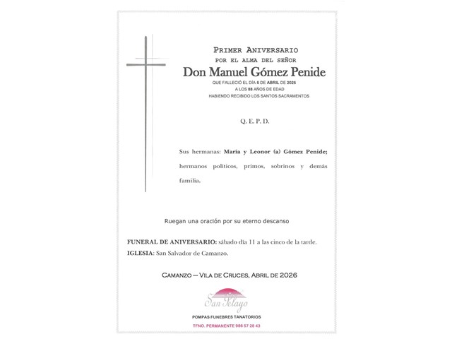 ANIV. MANUEL GOMEZ PENIDE 11/04/2026