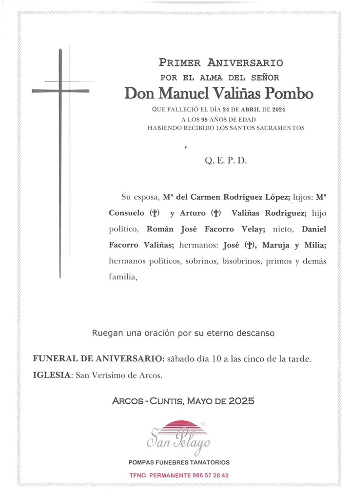 ANIV. MANUEL VALIÑAS POMBO 10/05/2025