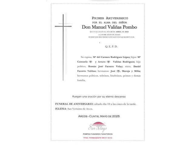 ANIV. MANUEL VALIÑAS POMBO 10/05/2025