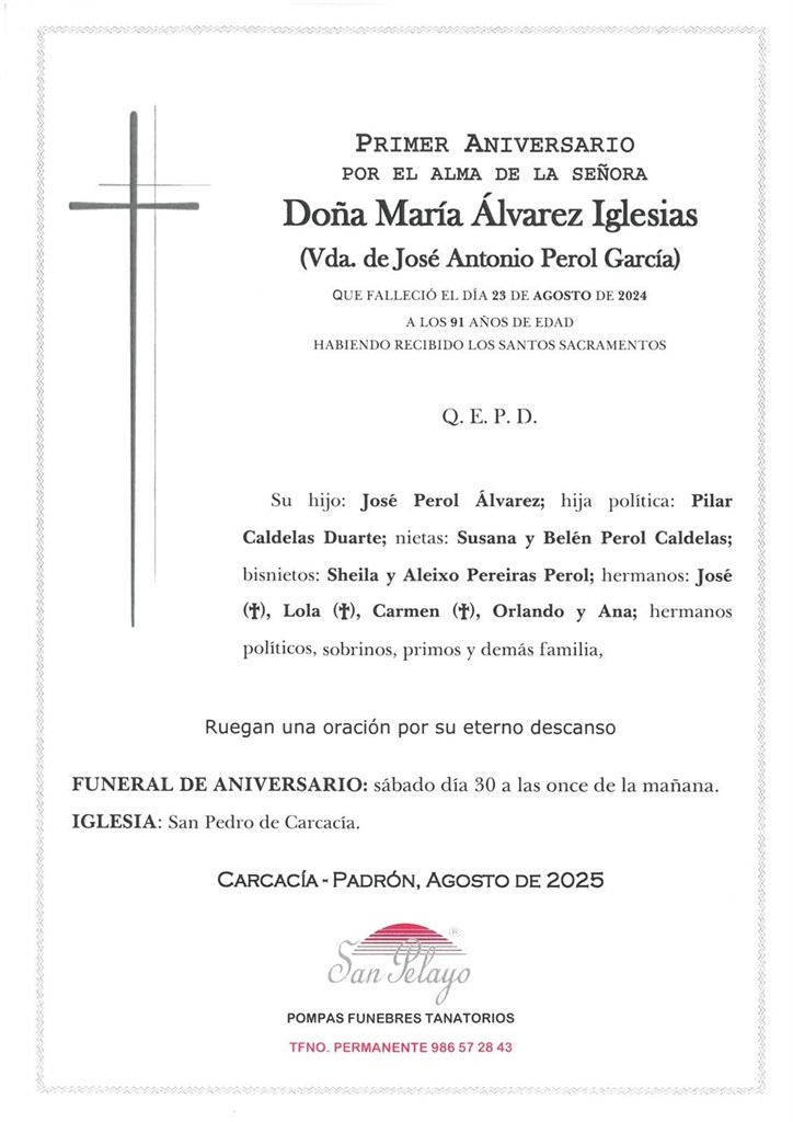 ANIV. MARIA ALVAREZ IGLESIAS 30/08/2025