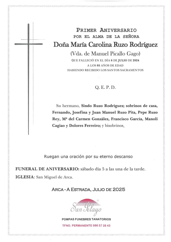 ANIV: MARIA CAROLINA RUZO RODRÍGUEZ 05/07/2025