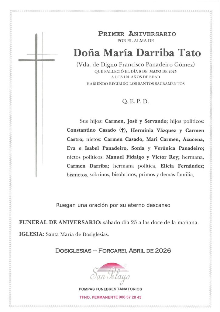 ANIV. MARIA DARRIBA TATO 25/04/2026