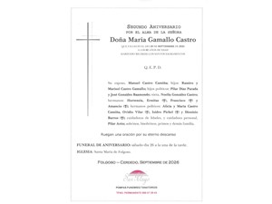 ANIV.  MARÍA GAMALLO CASTRO   26/09/2026