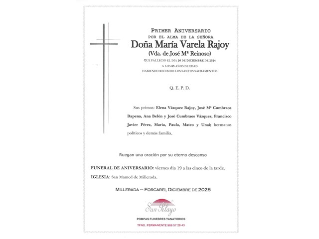 ANIV. MARIA VARELA RAJOY 19/12/2025