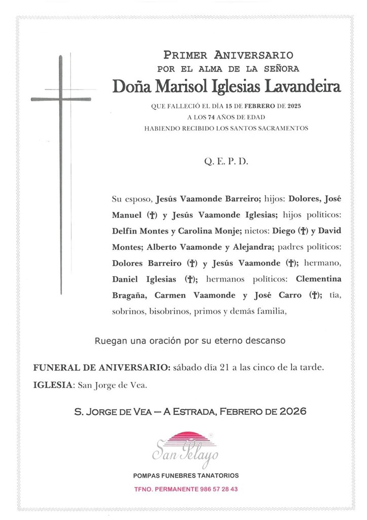 ANIV. MARISOL IGLESIAS LAVANDEIRA 21/02/2026