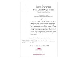 ANIV: OBDULIA GAGO PICALLO 16/05/2026