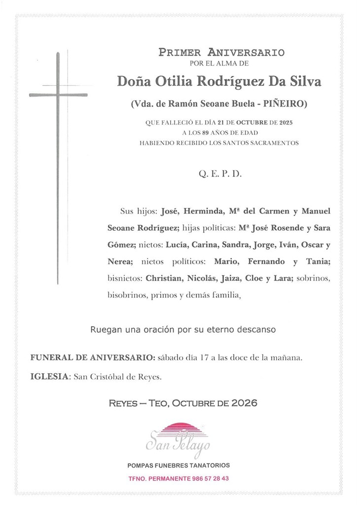 ANIV. OTILIA RODRÍGUEZ DA SILVA 17/10/2026