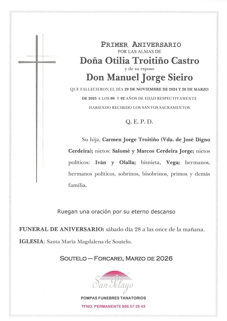 ANIV. OTILIA TROITIÑO Y MANUEL JORGE 28/03/2026