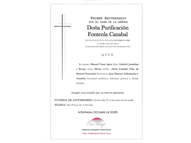 ANIV: PURIFICACIÓN FONTENLA CANABAL