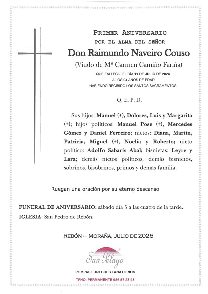 ANIV: RAIMUNDO NAVEIRO COUSO 05/07/2025