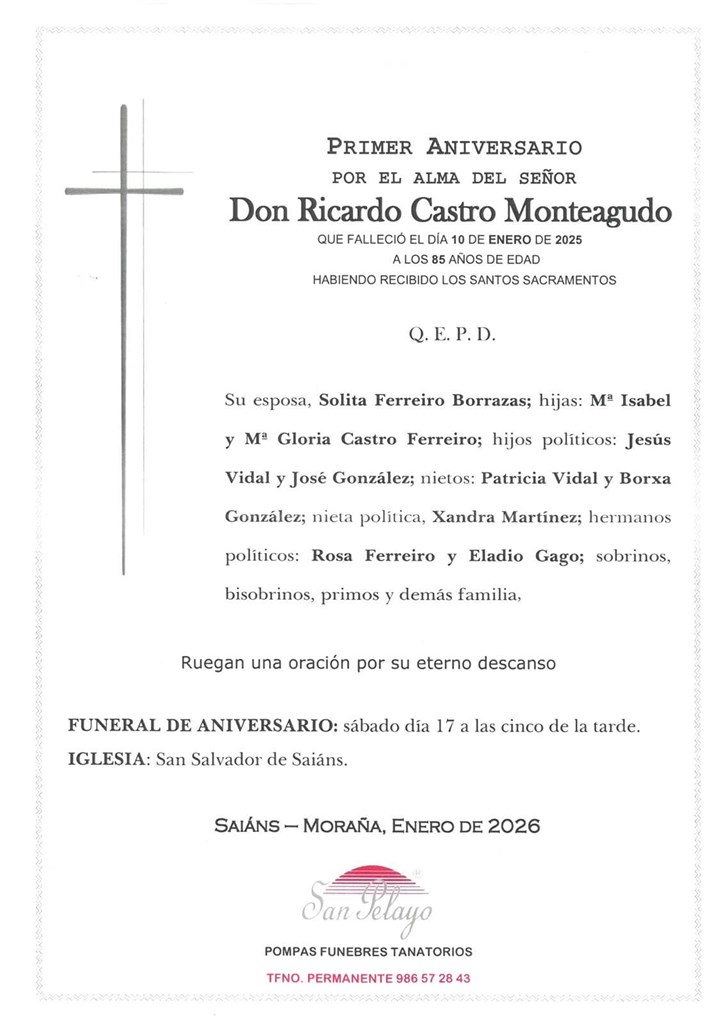 ANIV. RICARDO CASTRO MONTEAGUDO 17/1/2026