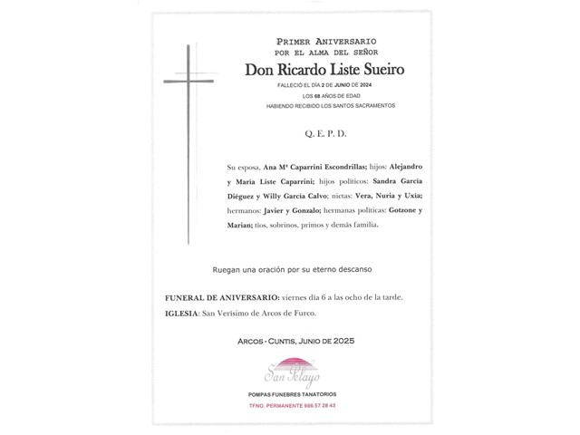 ANIV. RICARDO LISTE SUEIRO 6/06/2025